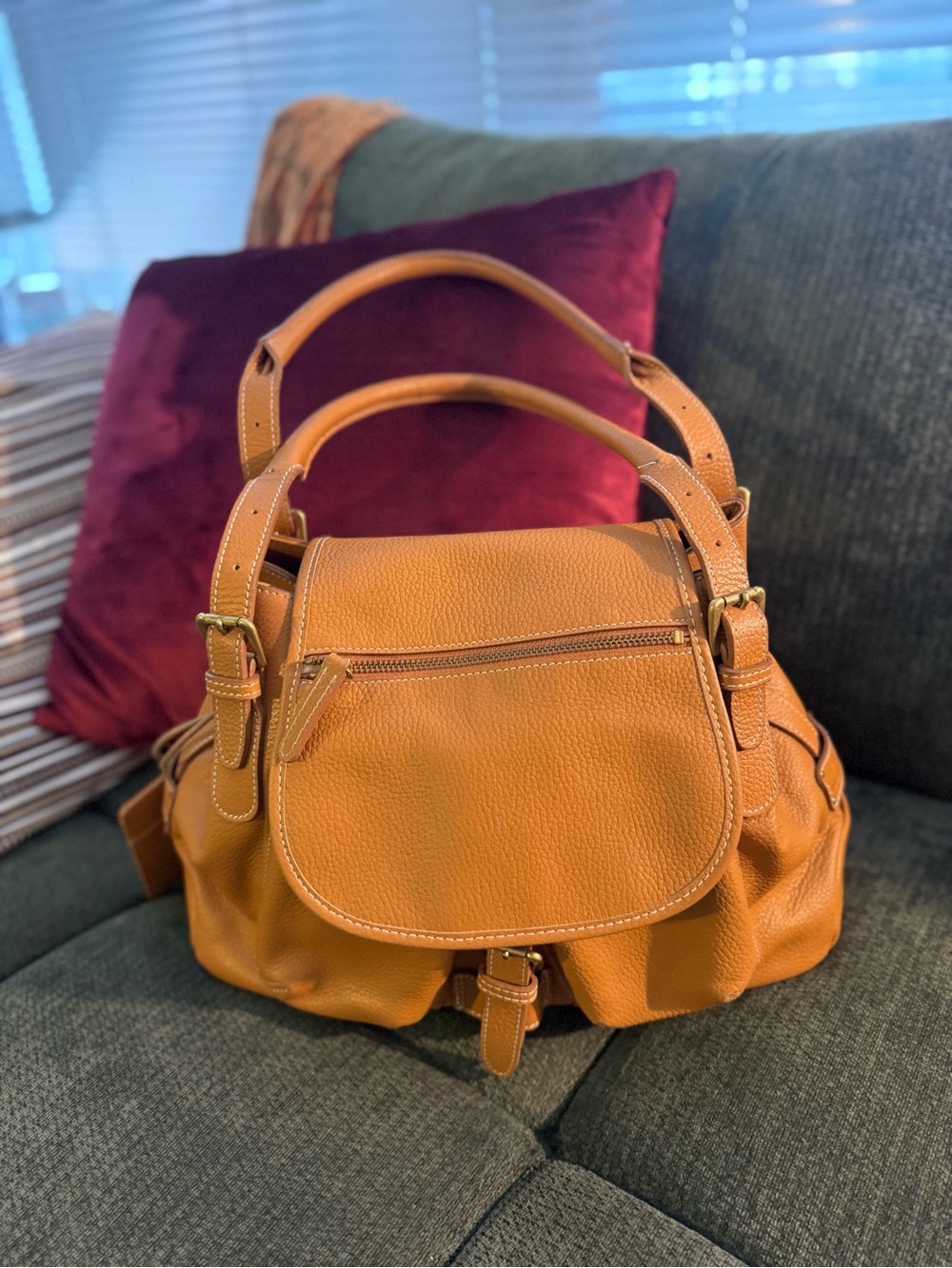 Topkapi Vachetta Leather Shoulder Bag with Double Handles
